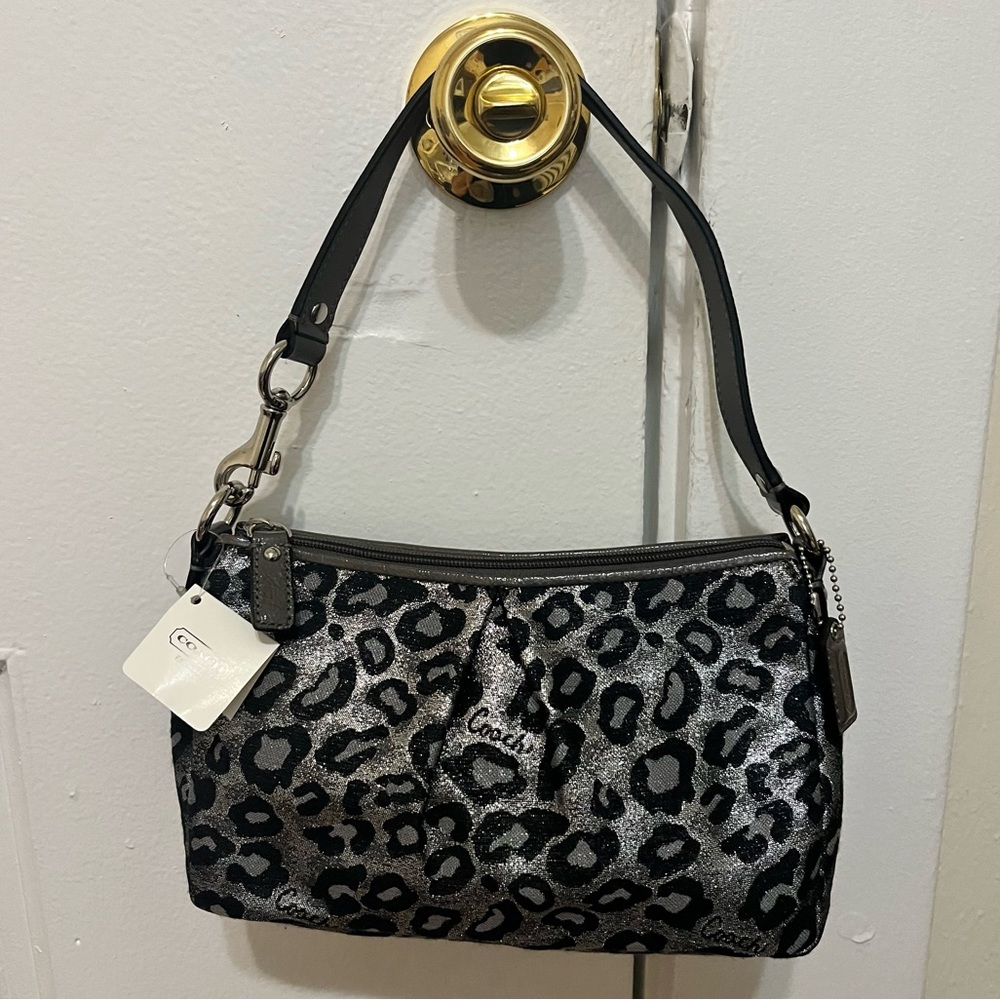 NWT Coach Shoulder Bag - Glitter Leopard Print